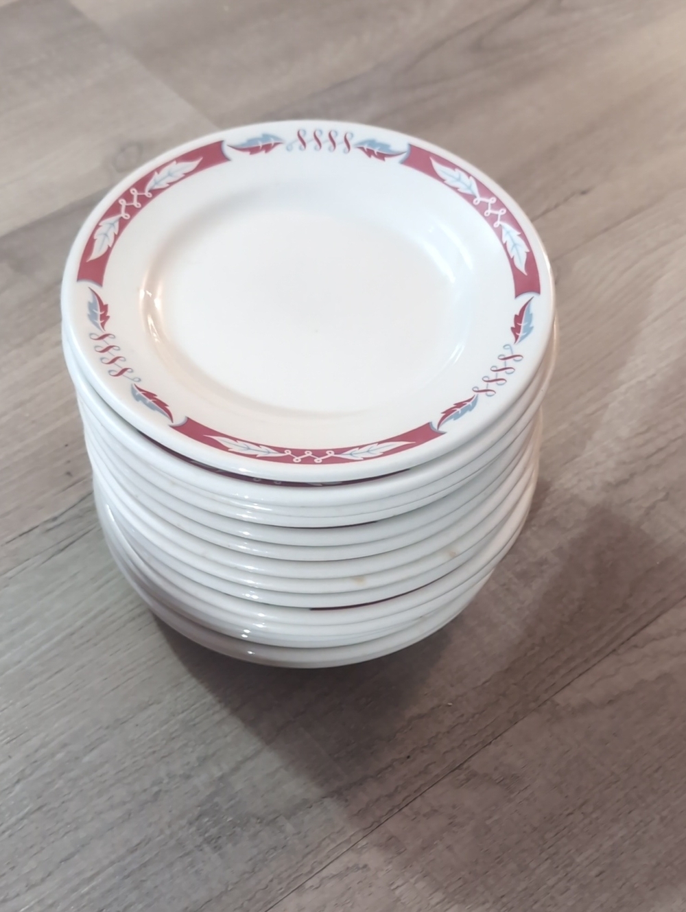 Vintage WH Grindley Bordeaux Maroon 7" Plates - Bulk Set of 15